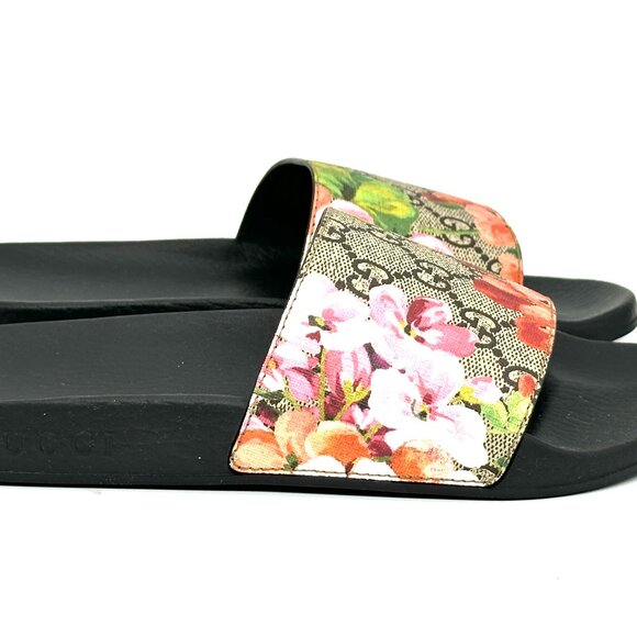 Gucci Pursuit Floral Bloom GG Logo Supreme Rubber Pool Slides Mules Sandals - Picture 11 of 16